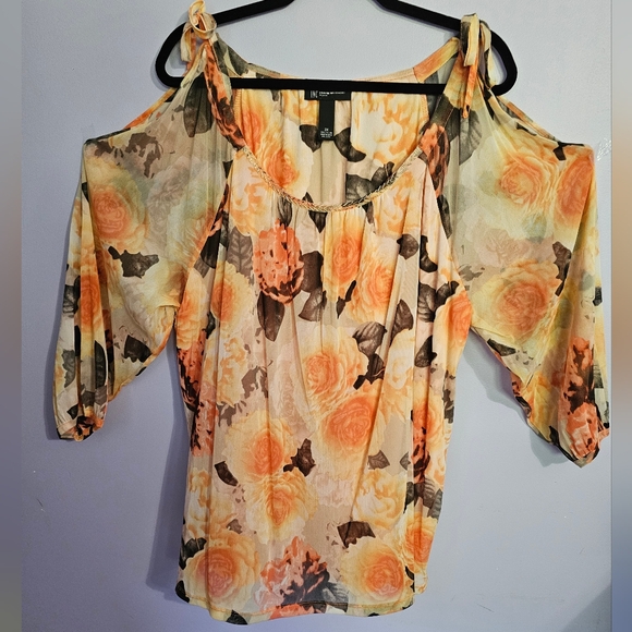 I-N-C International Concepts cold shoulder lined blouse 3X peach/black - Picture 8 of 11